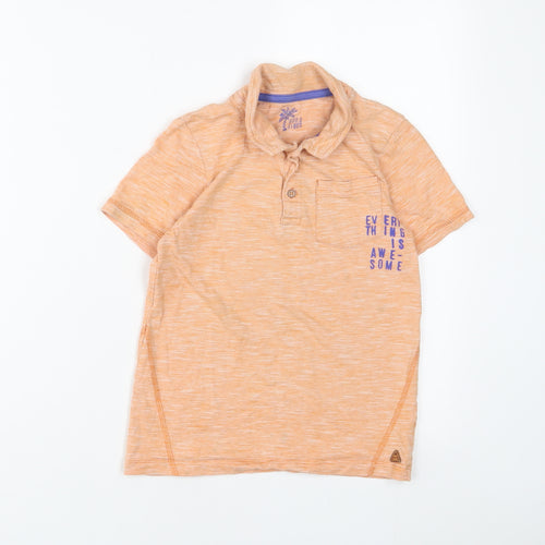 Mothercare Boys Orange Cotton Basic Polo Size 7-8 Years Collared Button