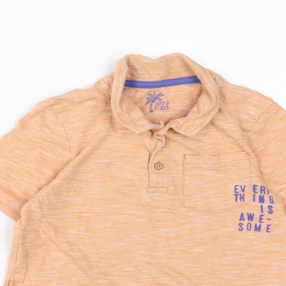 Mothercare Boys Orange Cotton Basic Polo Size 7-8 Years Collared Button