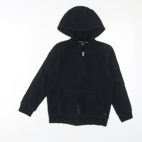 GOODMOVE Boys Black Cotton Full Zip Hoodie Size 7-8 Years Zip