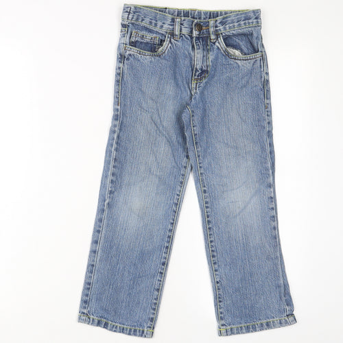 Demo Boys Blue Cotton Straight Jeans Size 7 Years L20 in Regular Zip - Adjustable waist