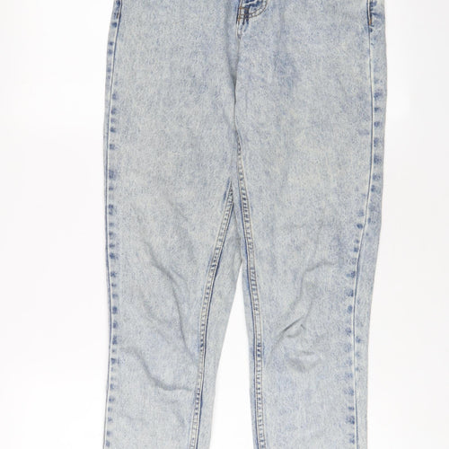 Pull&Bear Womens Blue Cotton Mom Jeans Size 8 L28 in Regular Zip