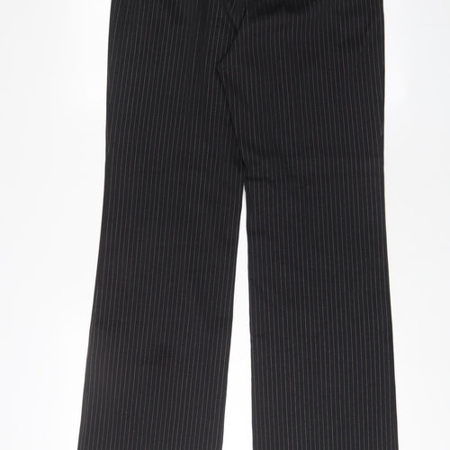 Etam Womens Black Striped Polyester Trousers Size 14 L31 in Regular Hook & Eye