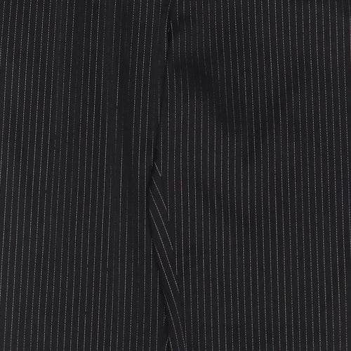 Etam Womens Black Striped Polyester Trousers Size 14 L31 in Regular Hook & Eye