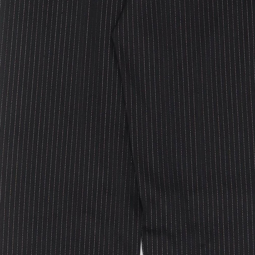 Etam Womens Black Striped Polyester Trousers Size 14 L31 in Regular Hook & Eye