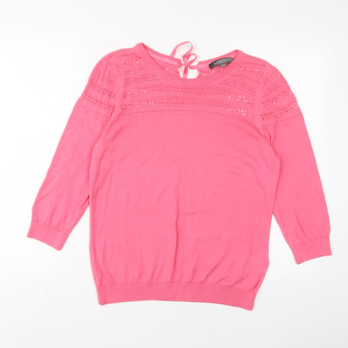 Limited Collection Womens Pink Crew Neck Cotton Pullover Jumper Size 14