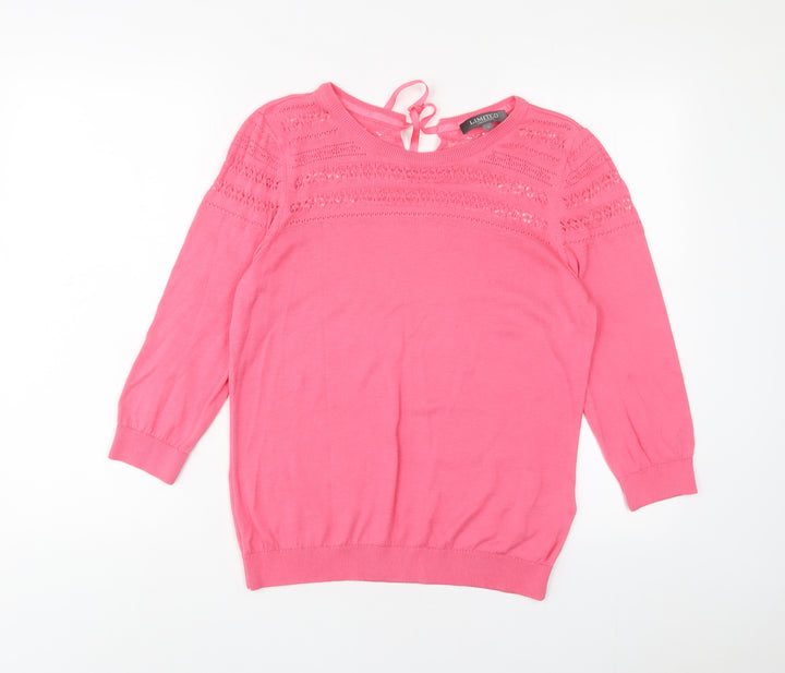 Limited Collection Womens Pink Crew Neck Cotton Pullover Jumper Size 14