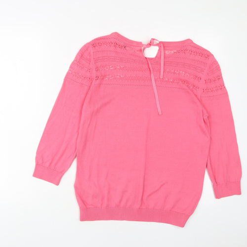 Limited Collection Womens Pink Crew Neck Cotton Pullover Jumper Size 14
