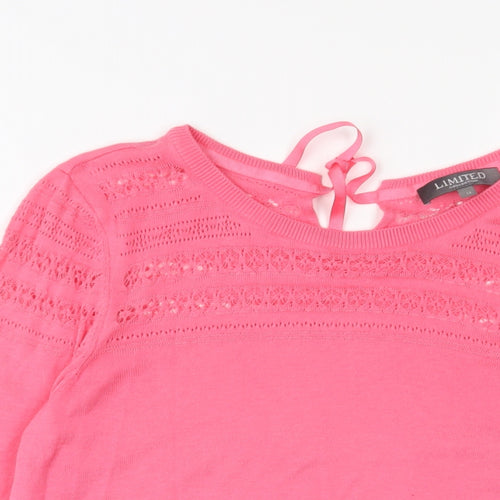 Limited Collection Womens Pink Crew Neck Cotton Pullover Jumper Size 14