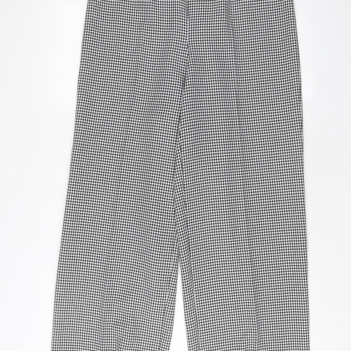 River Island Womens Black Herringbone Polyester Trousers Size 12 L31 in Regular Zip