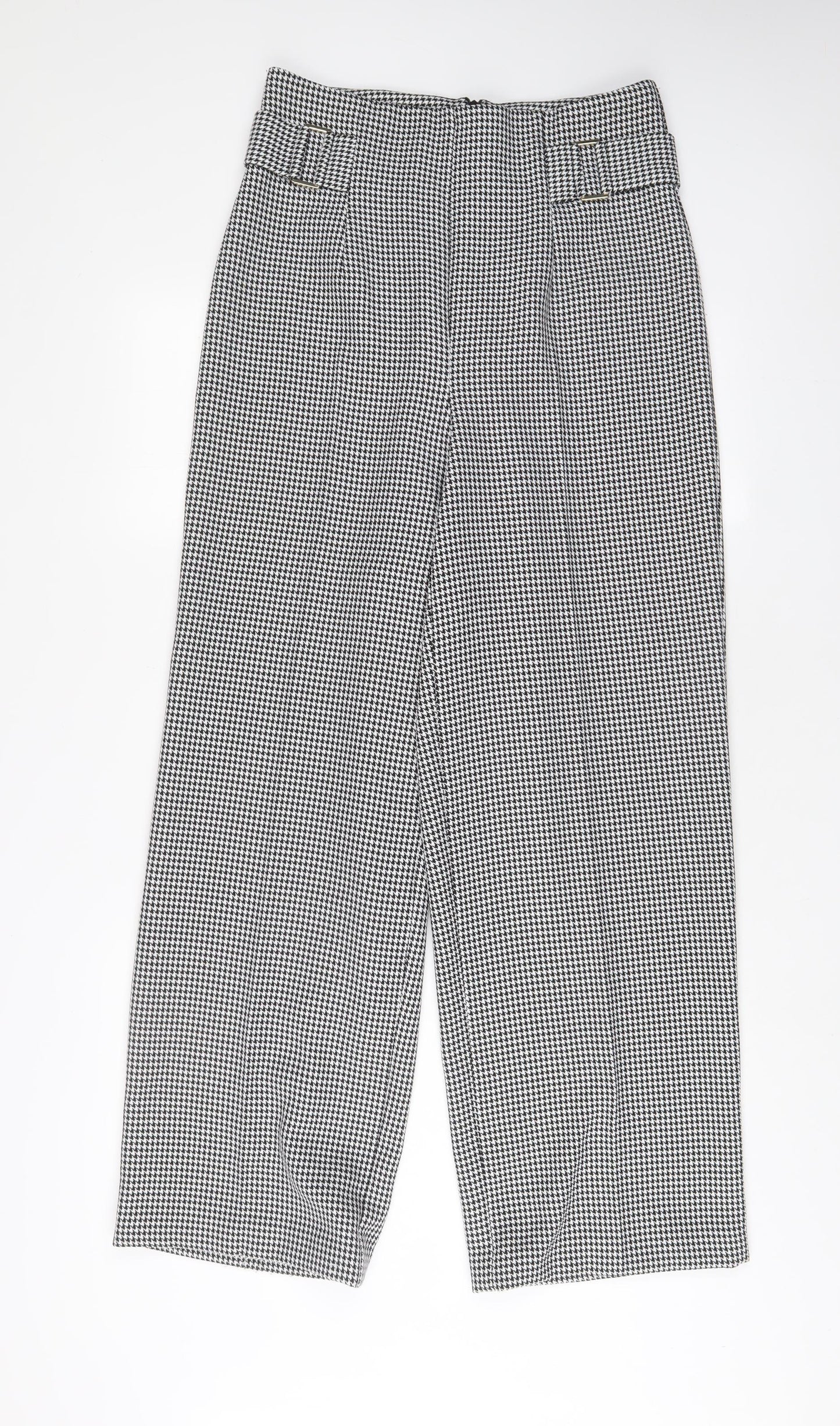 River Island Womens Black Herringbone Polyester Trousers Size 12 L31 in Regular Zip