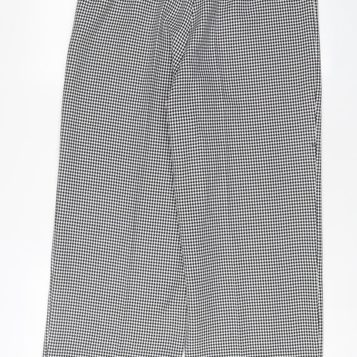 River Island Womens Black Herringbone Polyester Trousers Size 12 L31 in Regular Zip