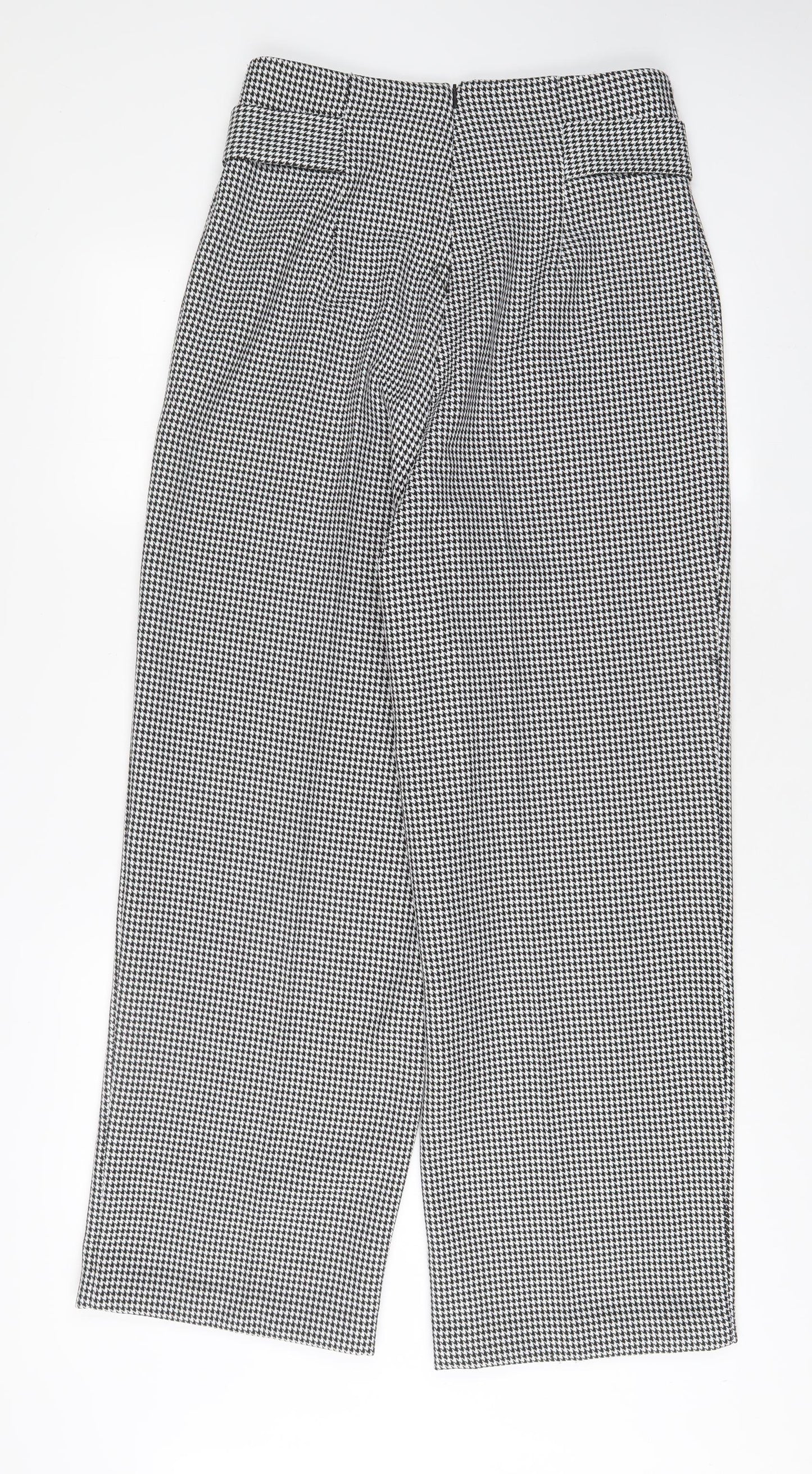 River Island Womens Black Herringbone Polyester Trousers Size 12 L31 in Regular Zip