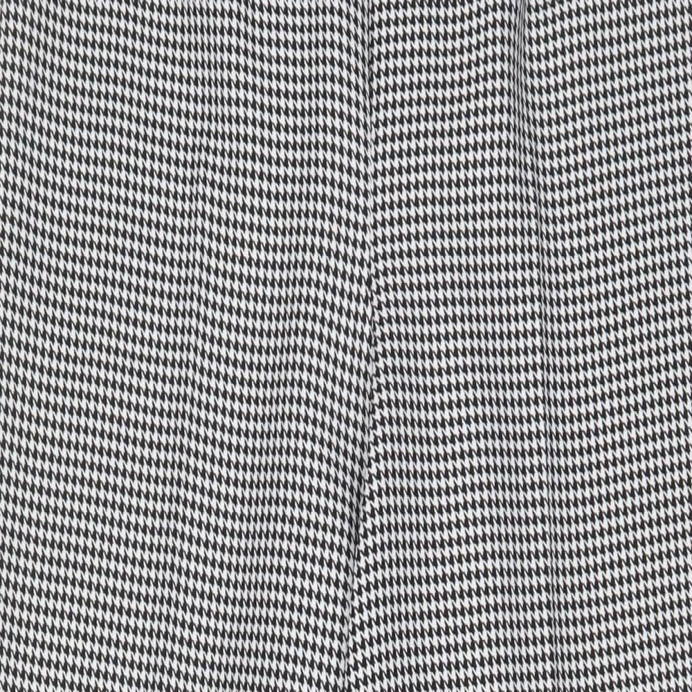 River Island Womens Black Herringbone Polyester Trousers Size 12 L31 in Regular Zip