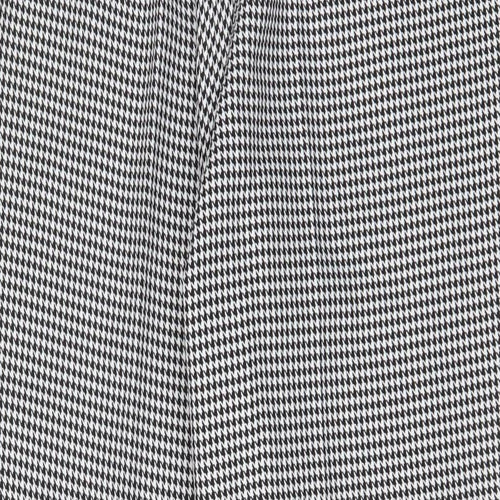 River Island Womens Black Herringbone Polyester Trousers Size 12 L31 in Regular Zip