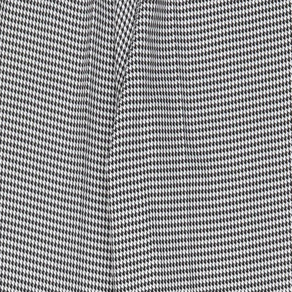 River Island Womens Black Herringbone Polyester Trousers Size 12 L31 in Regular Zip