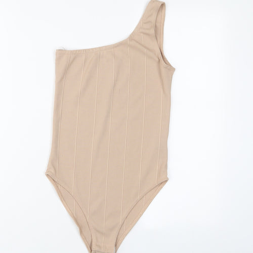 Topshop Womens Beige Polyester Bodysuit One-Piece Size 10 Snap