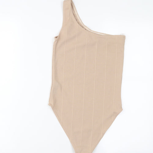 Topshop Womens Beige Polyester Bodysuit One-Piece Size 10 Snap
