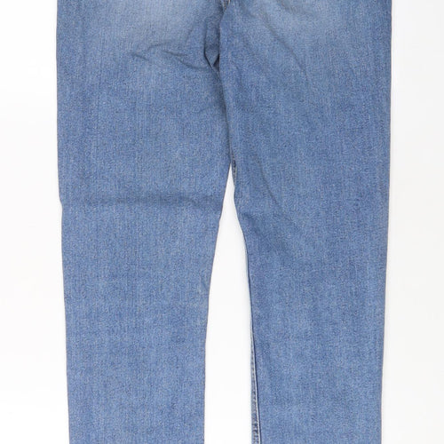 Warehouse Womens Blue Cotton Straight Jeans Size 10 L29 in Regular Zip