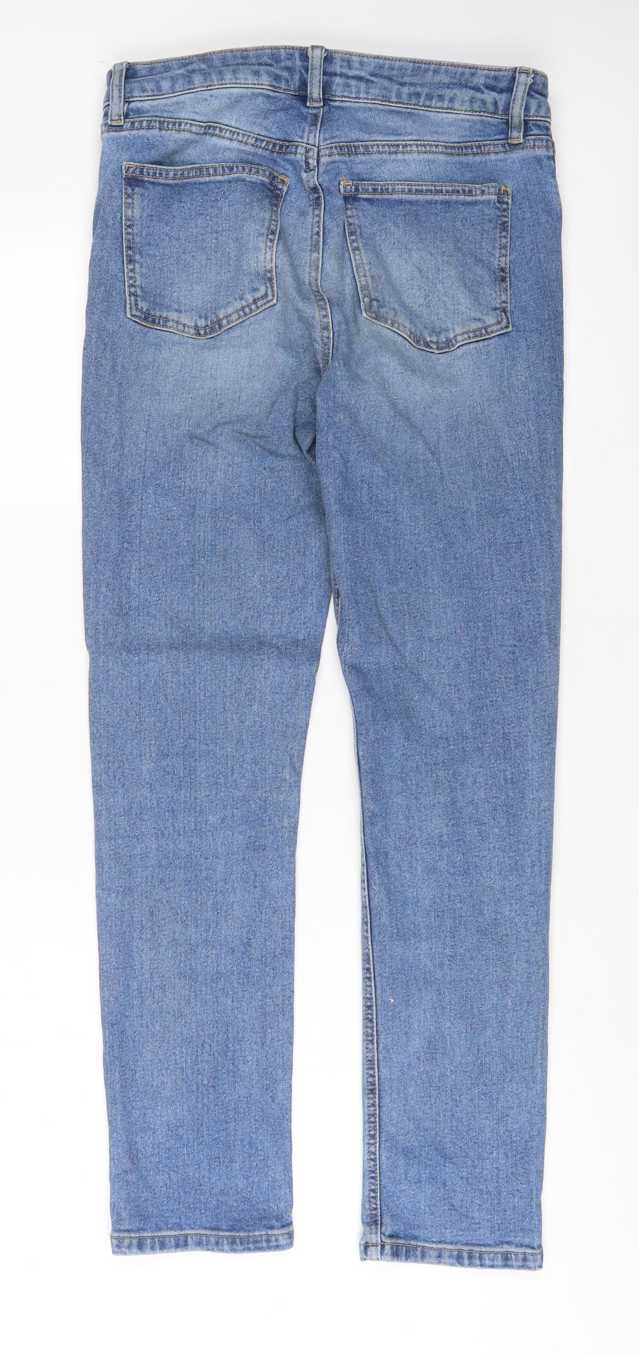 Warehouse Womens Blue Cotton Straight Jeans Size 10 L29 in Regular Zip