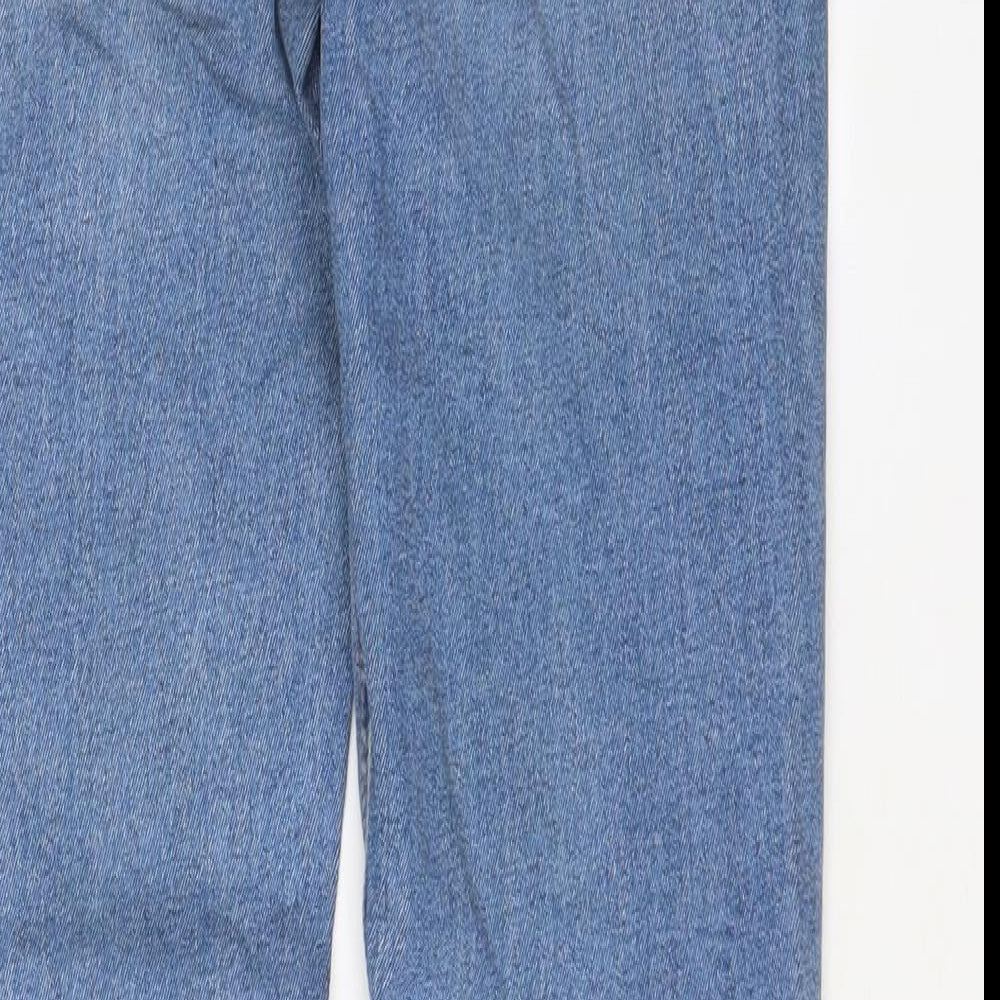 Warehouse Womens Blue Cotton Straight Jeans Size 10 L29 in Regular Zip