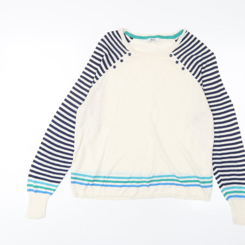 Klass Womens Beige Crew Neck Striped Viscose Pullover Jumper Size 4