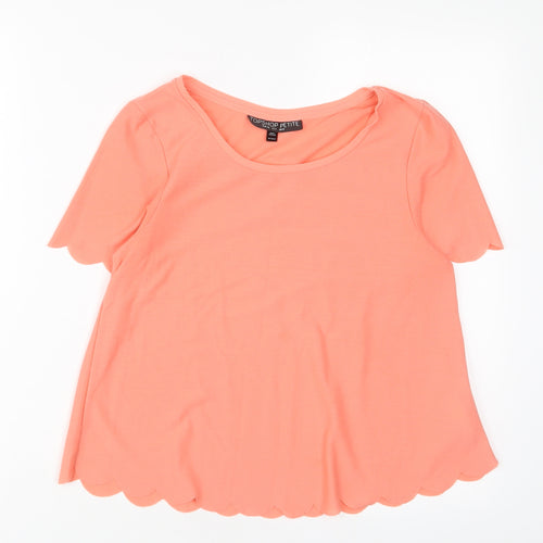 Topshop Womens Pink Polyester Cropped T-Shirt Size 8 Crew Neck - Lettuce Edging