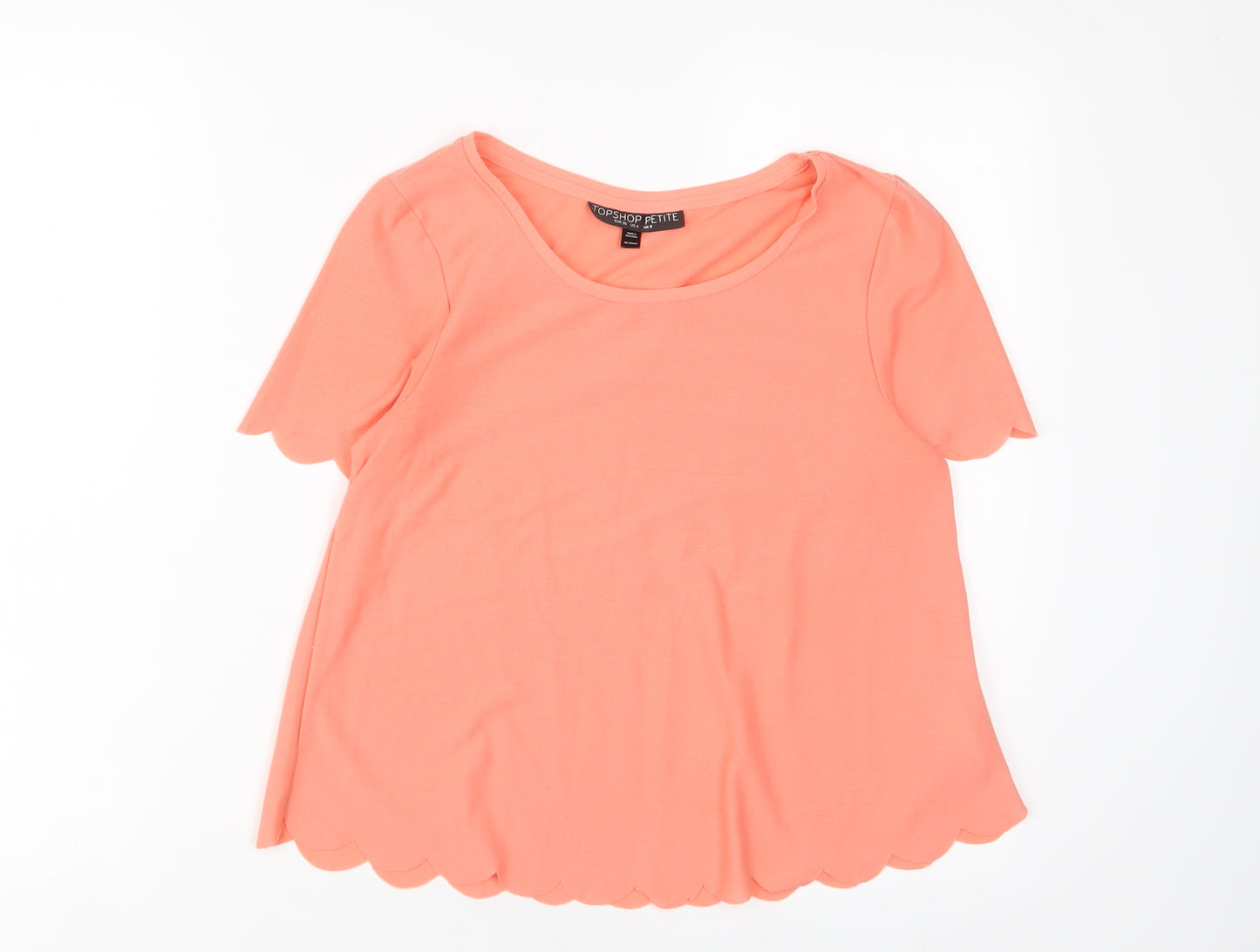 Topshop Womens Pink Polyester Cropped T-Shirt Size 8 Crew Neck - Lettuce Edging