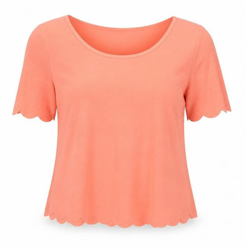 Topshop Womens Pink Polyester Cropped T-Shirt Size 8 Crew Neck - Lettuce Edging