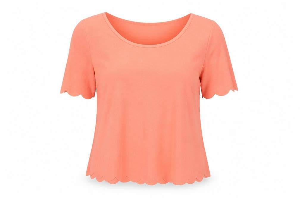Topshop Womens Pink Polyester Cropped T-Shirt Size 8 Crew Neck - Lettuce Edging