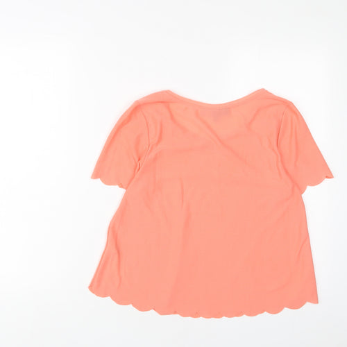 Topshop Womens Pink Polyester Cropped T-Shirt Size 8 Crew Neck - Lettuce Edging