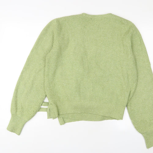 Marks and Spencer Womens Green V-Neck Cotton Pullover Jumper Size S