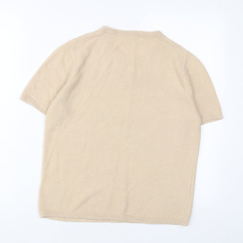 Classic Womens Beige Crew Neck Acrylic Pullover Jumper Size 10
