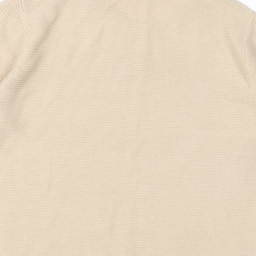 Classic Womens Beige Crew Neck Acrylic Pullover Jumper Size 10