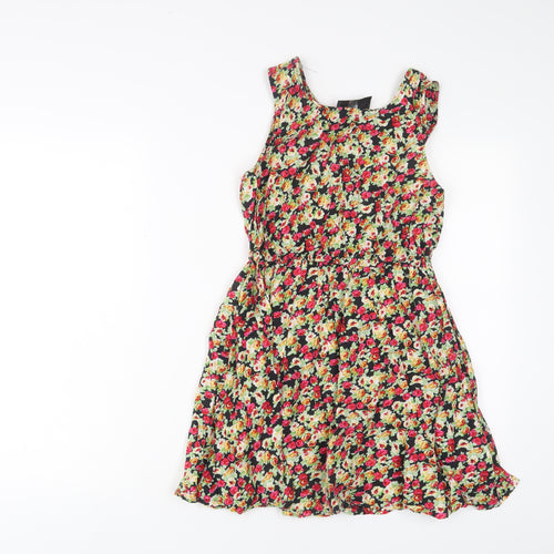 AX Paris Womens Multicoloured Floral Cotton A-Line Size 8 Scoop Neck Pullover