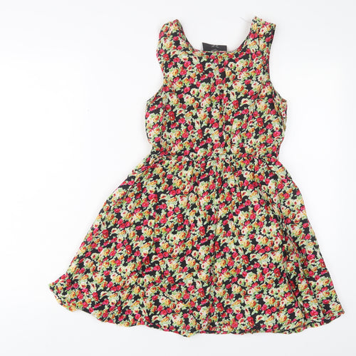 AX Paris Womens Multicoloured Floral Cotton A-Line Size 8 Scoop Neck Pullover