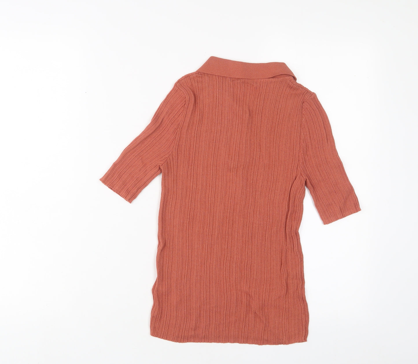 NEXT Womens Orange Viscose Basic Polo Size 8 Collared