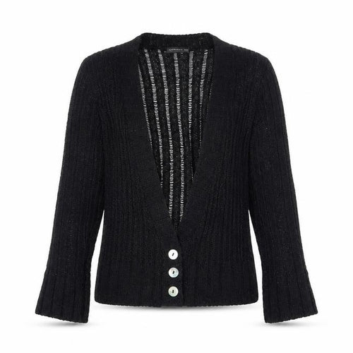 Exhibit Womens Black V-Neck Acrylic Cardigan Jumper Size S