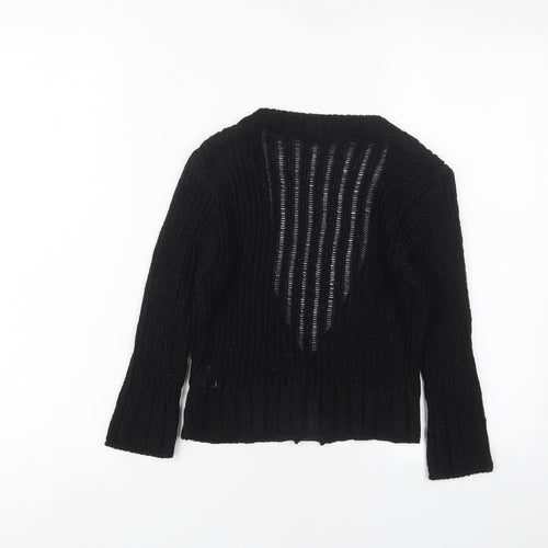 Exhibit Womens Black V-Neck Acrylic Cardigan Jumper Size S