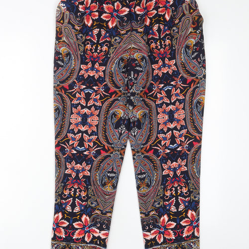Oasis Womens Multicoloured Fair Isle Polyester Trousers Size 10 L27 in Regular Hook & Eye - Pleated