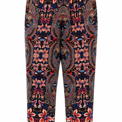 Oasis Womens Multicoloured Fair Isle Polyester Trousers Size 10 L27 in Regular Hook & Eye - Pleated