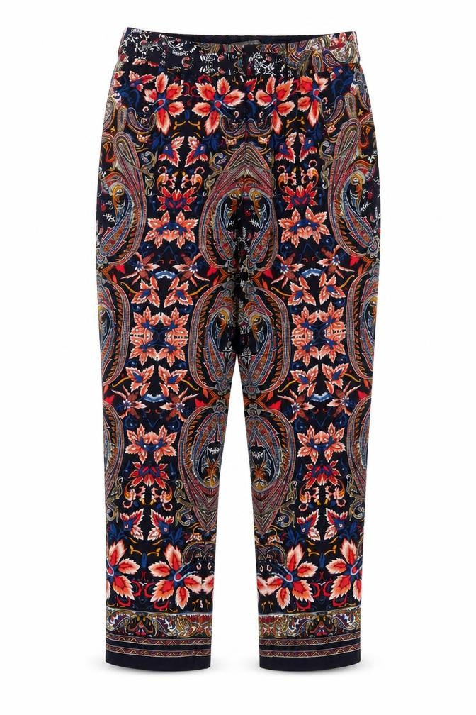 Oasis Womens Multicoloured Fair Isle Polyester Trousers Size 10 L27 in Regular Hook & Eye - Pleated