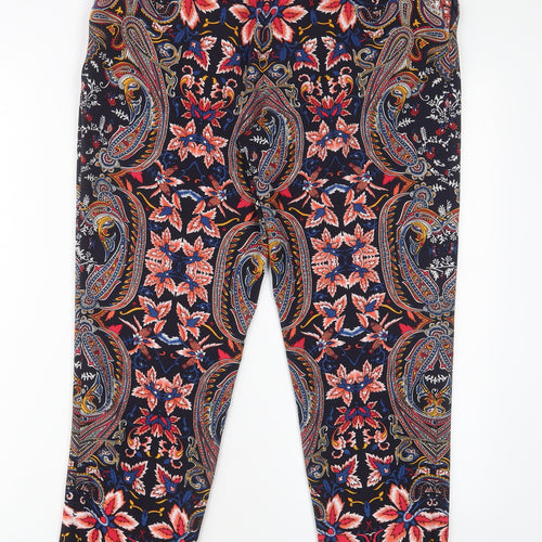 Oasis Womens Multicoloured Fair Isle Polyester Trousers Size 10 L27 in Regular Hook & Eye - Pleated