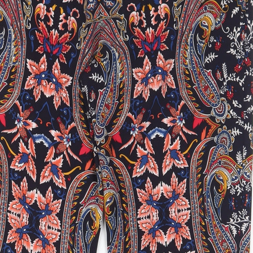 Oasis Womens Multicoloured Fair Isle Polyester Trousers Size 10 L27 in Regular Hook & Eye - Pleated