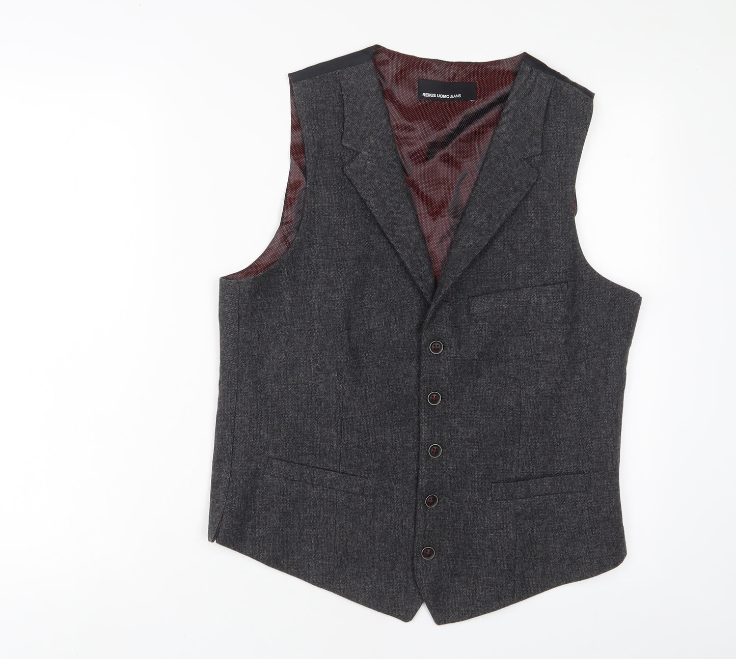 REMUS Mens Grey Wool Jacket Suit Waistcoat Size 40 Regular