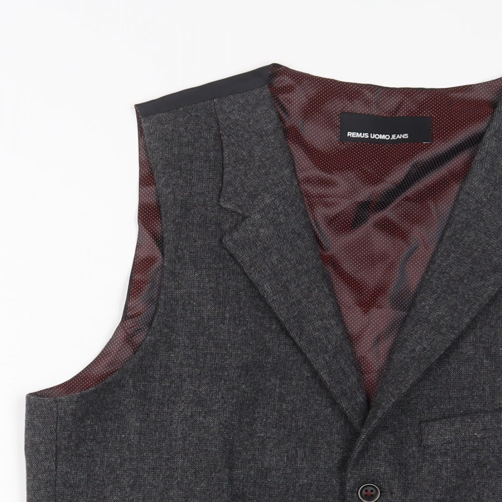 REMUS Mens Grey Wool Jacket Suit Waistcoat Size 40 Regular