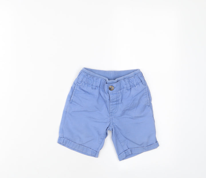 Mothercare Baby Blue Cotton Cropped Trousers Size 18-24 Months Button