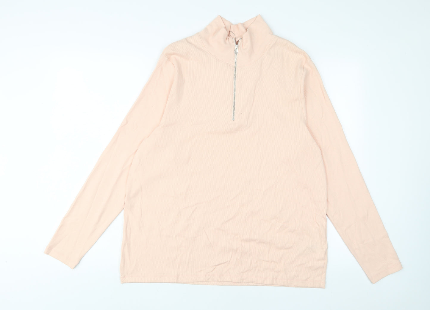 Marks and Spencer Womens Pink Cotton Pullover Sweatshirt Size 22 Zip - 1/2 Zip