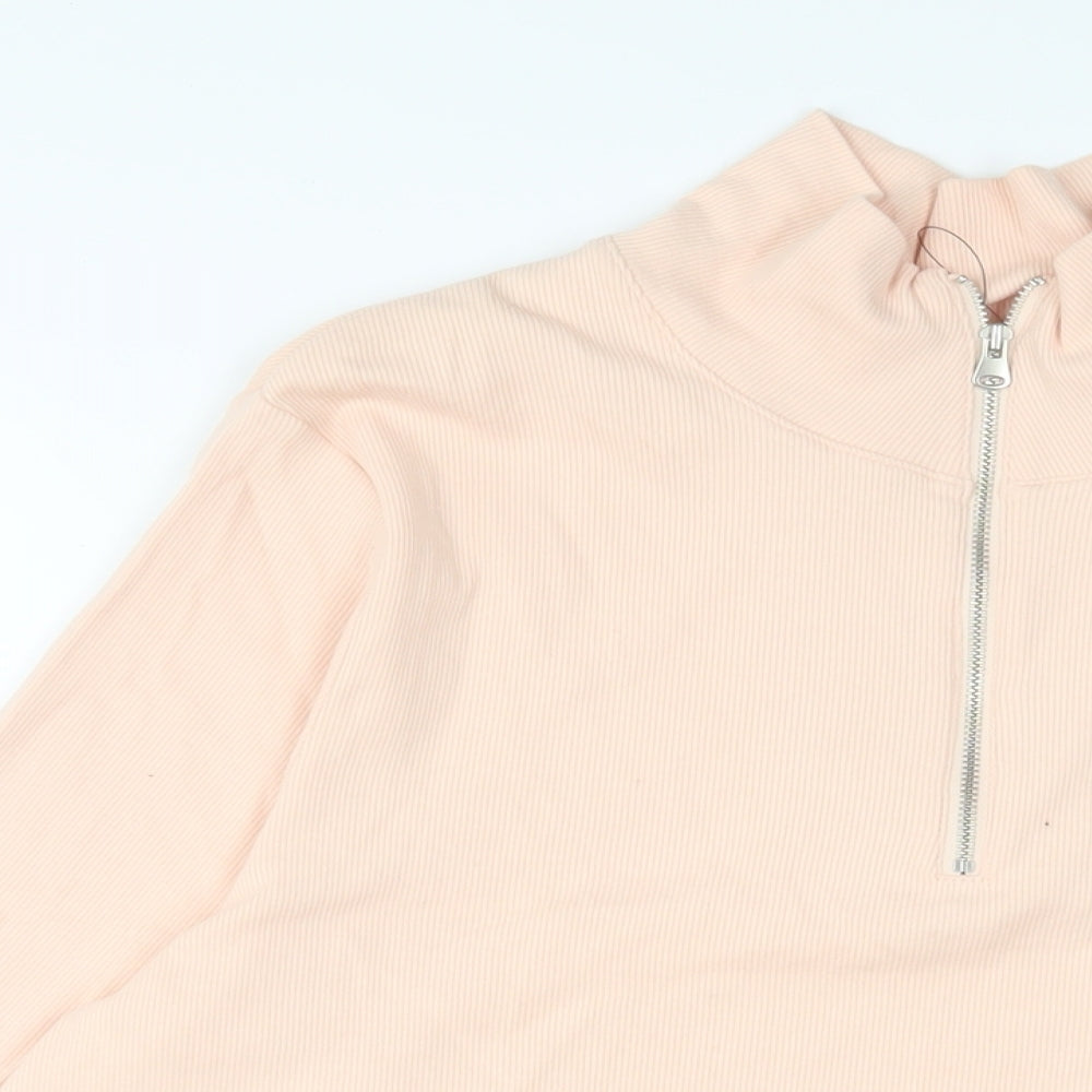 Marks and Spencer Womens Pink Cotton Pullover Sweatshirt Size 22 Zip - 1/2 Zip