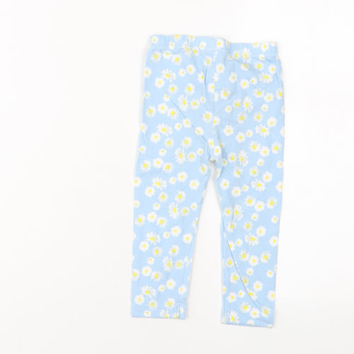 Blue Zoo Girls Blue Floral Cotton Capri Leggings Size 12-18 Months Pullover