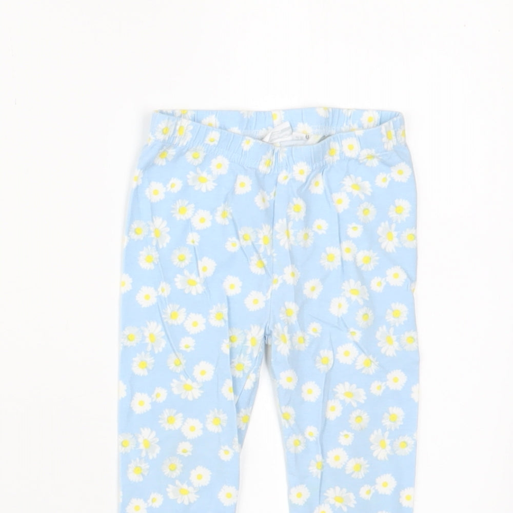 Blue Zoo Girls Blue Floral Cotton Capri Leggings Size 12-18 Months Pullover
